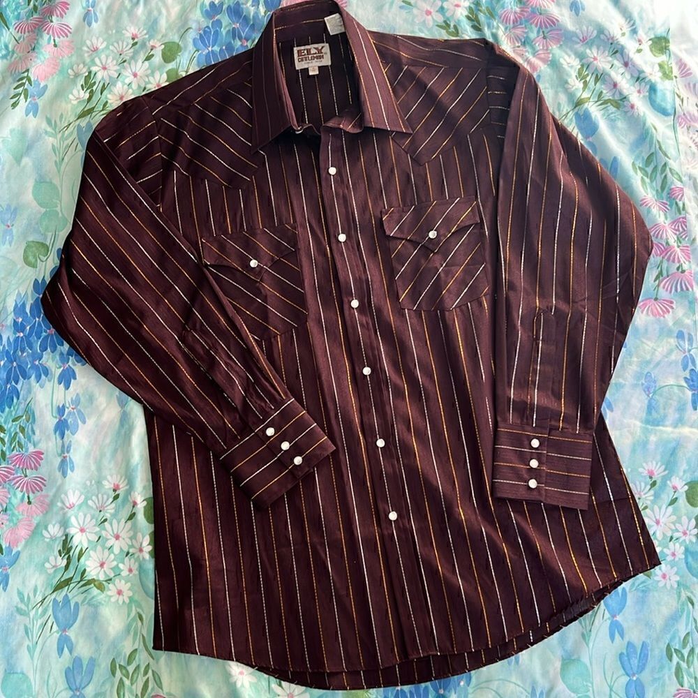Ely Cattleman Western Snap Shirt Metallic - 16-33